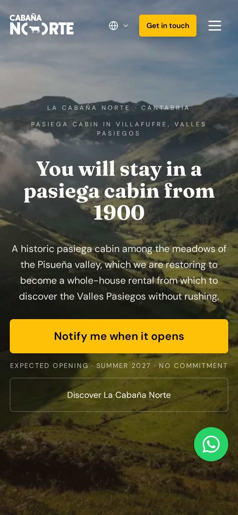 Versión móvil de la portada de La Cabaña Norte