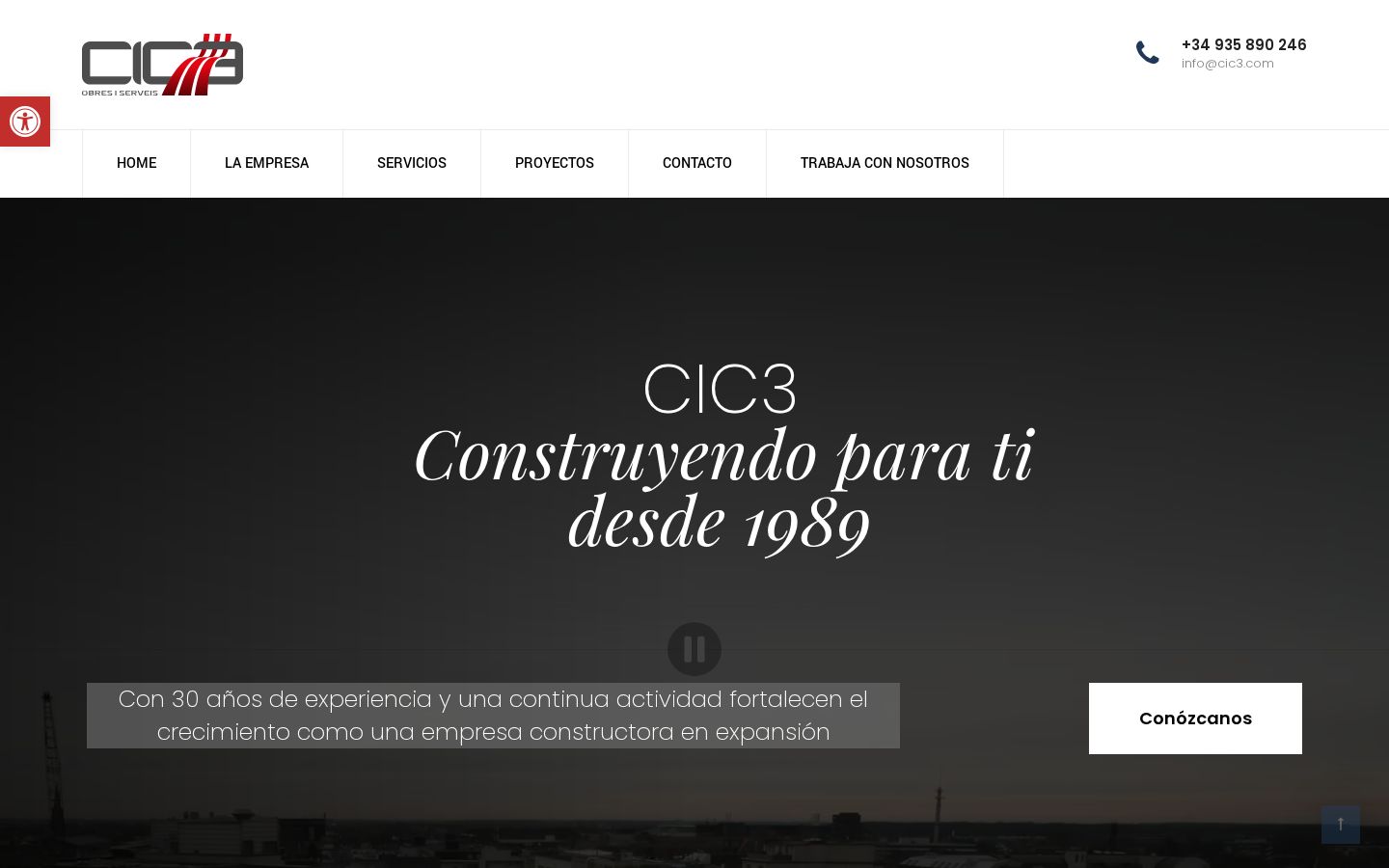 Portada de la web de CIC3 con el titular Construyendo para ti desde 1989