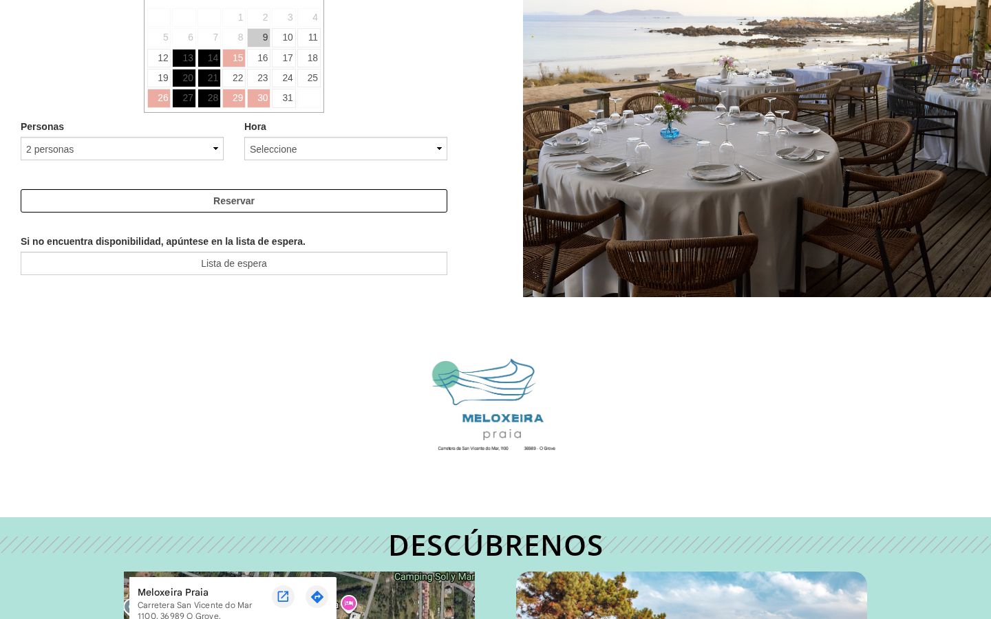 Sección de reservas y terraza de Meloxeira Praia