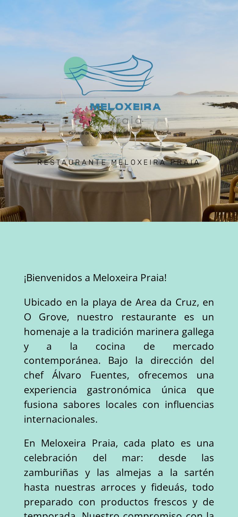 Versión móvil de la página de Meloxeira Praia